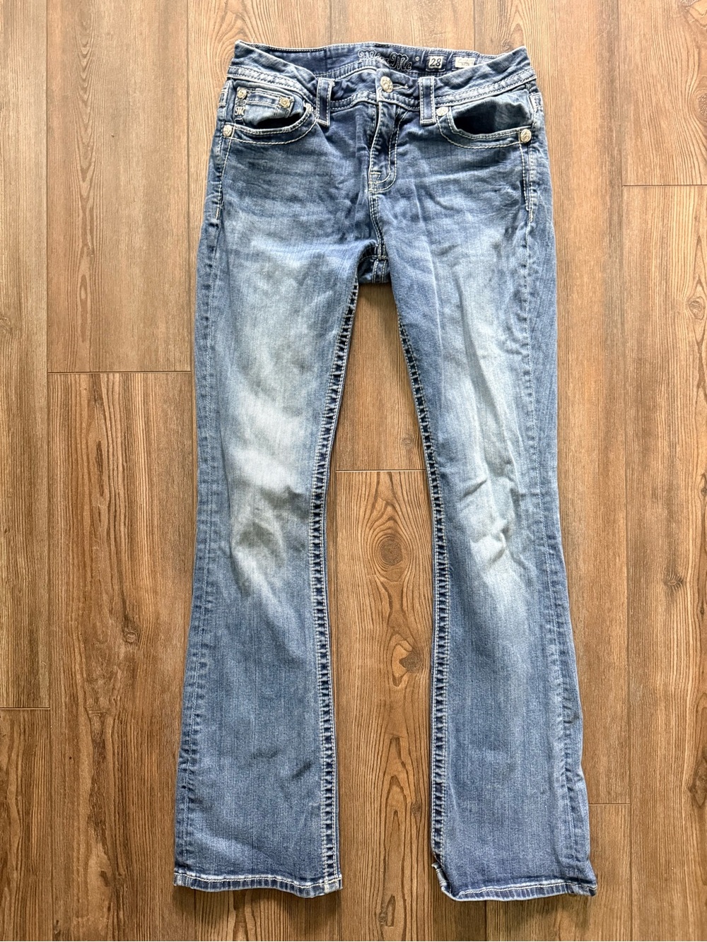 Miss Me Light Blue Angel Wing Embroidered Boot Cut Jeans